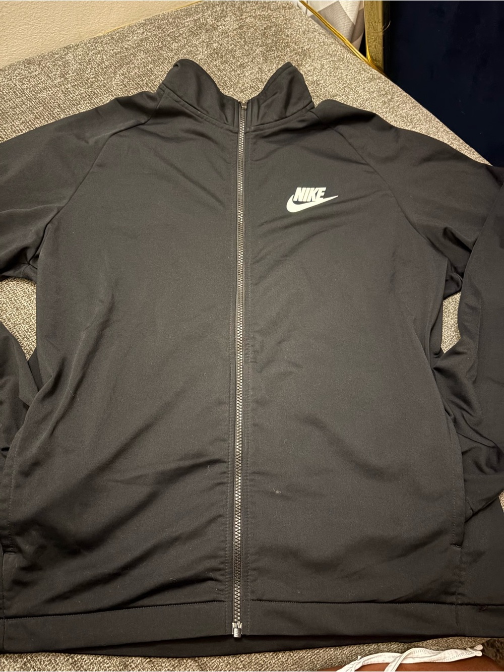 Nike Men’s Black Full-Zip Performance Jacket with White Logo